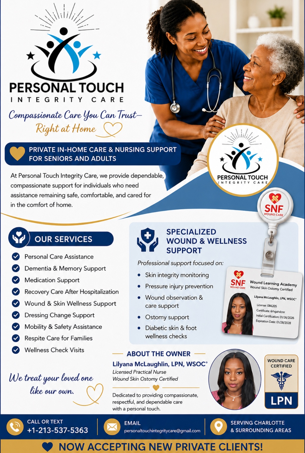 Personal Touch Integrity Care brochure — front
